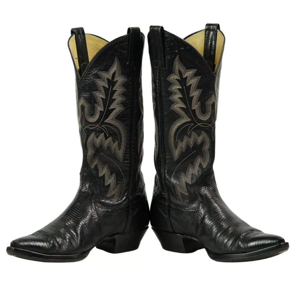 Vintage Panhandle Slim Lizard Snip Toe Cowboy Boots 10-Row Stitch Womn 7 ATL-377